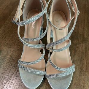 Rhinestone Strappy Silver Heeled Sandals